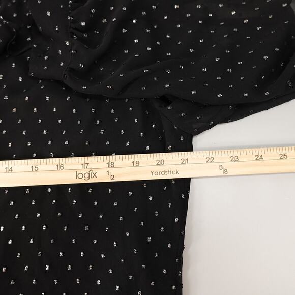 Paige Chiffon Blouse Womens Medium Black Metallic Spot Wimsigoth Corporate Goth - Picture 14 of 16